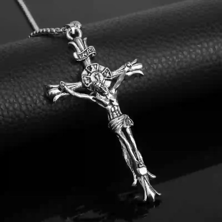 Retro Style Stainless Steel Crucifix Jewelry Chain Pendant Necklace
