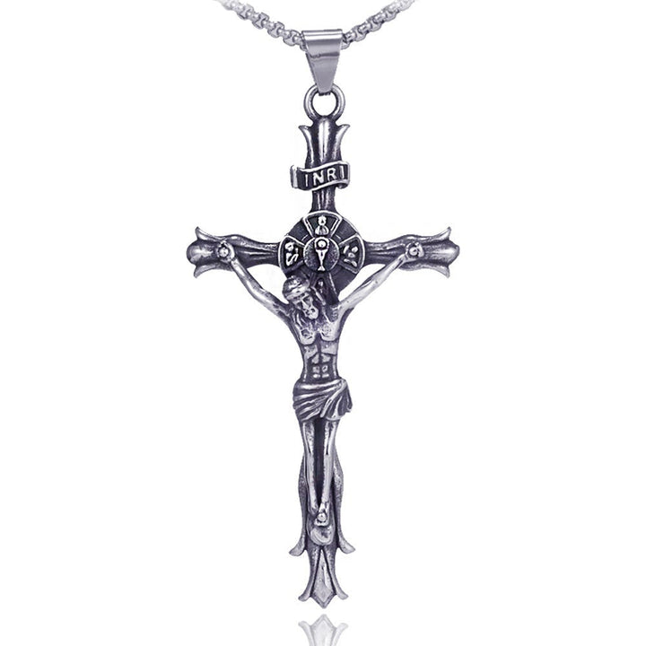 Retro Style Stainless Steel Crucifix Jewelry Chain Pendant Necklace