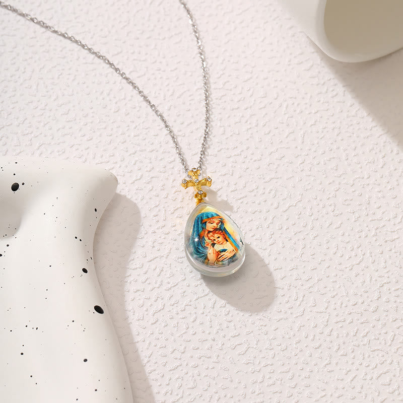 Simple Fashion Style Crystal Jesus Series Pendant Necklace