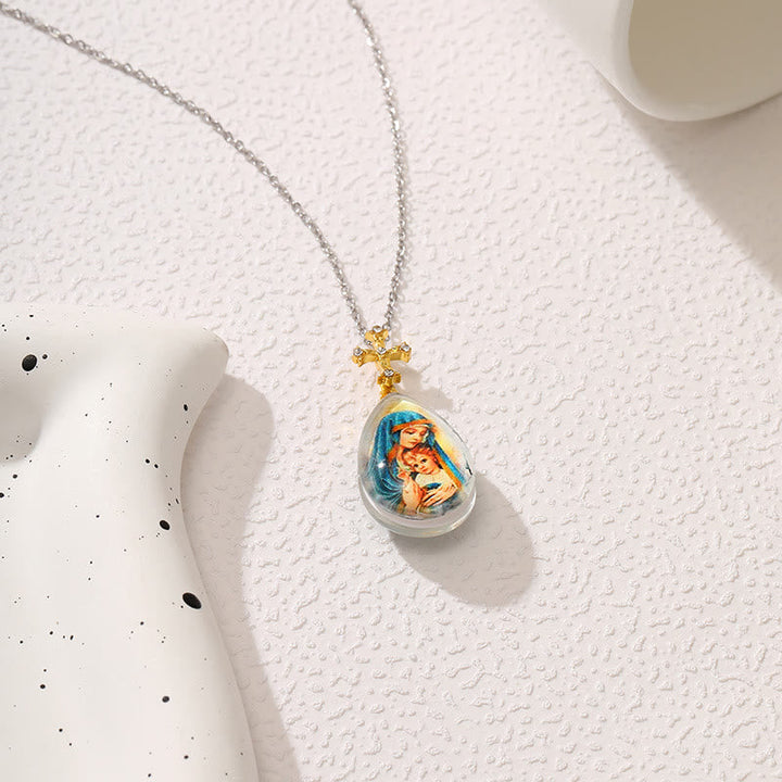 Simple Fashion Style Crystal Jesus Series Pendant Necklace