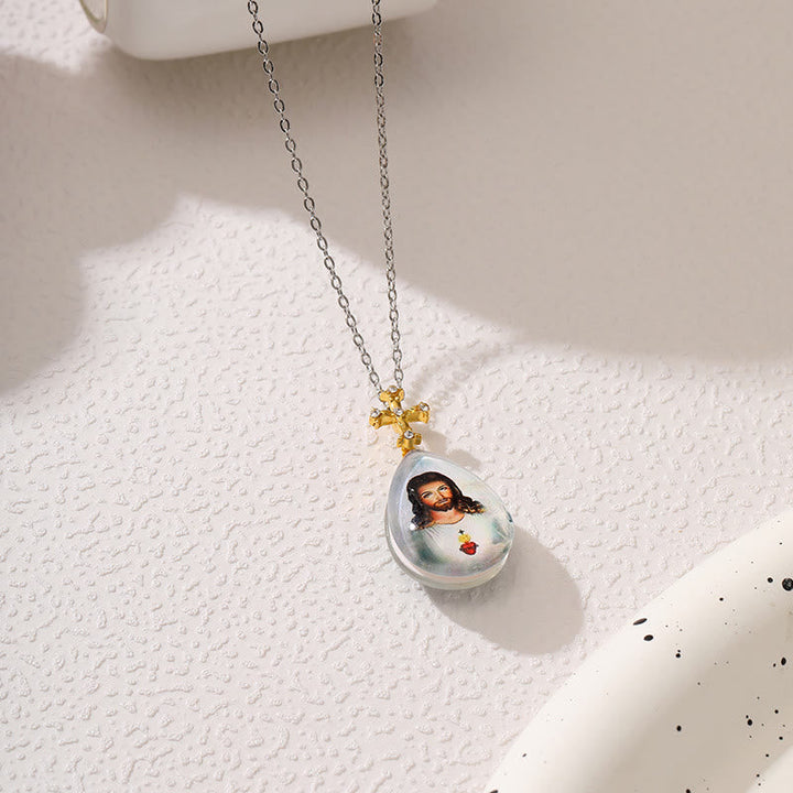 Simple Fashion Style Crystal Jesus Series Pendant Necklace