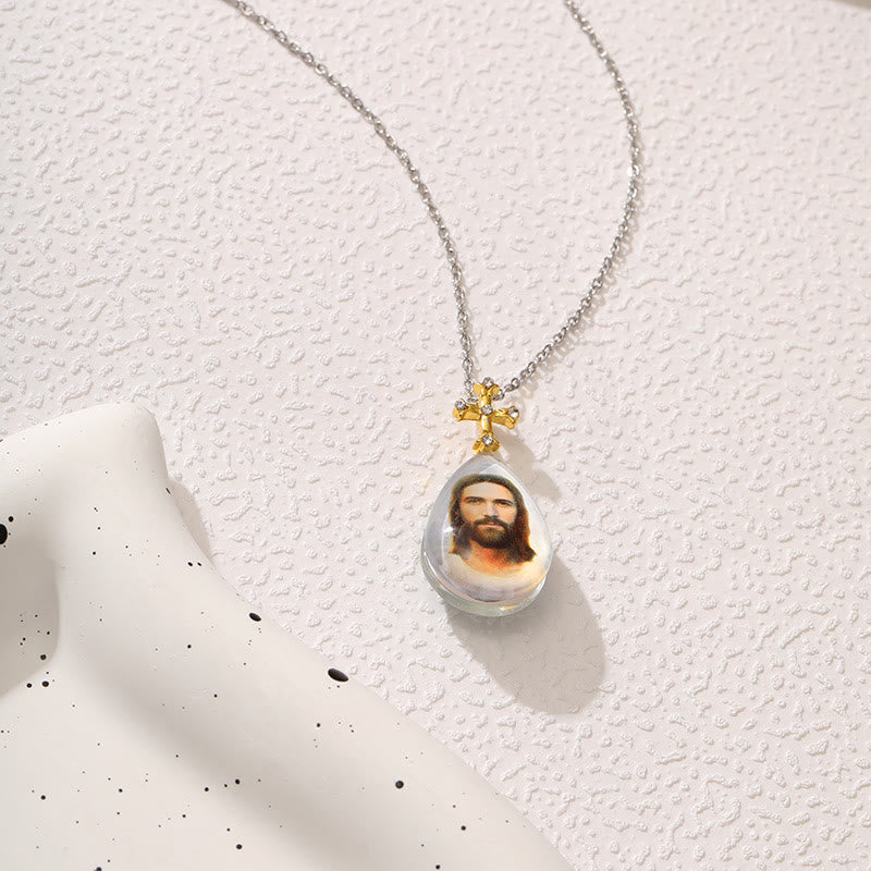 Simple Fashion Style Crystal Jesus Series Pendant Necklace