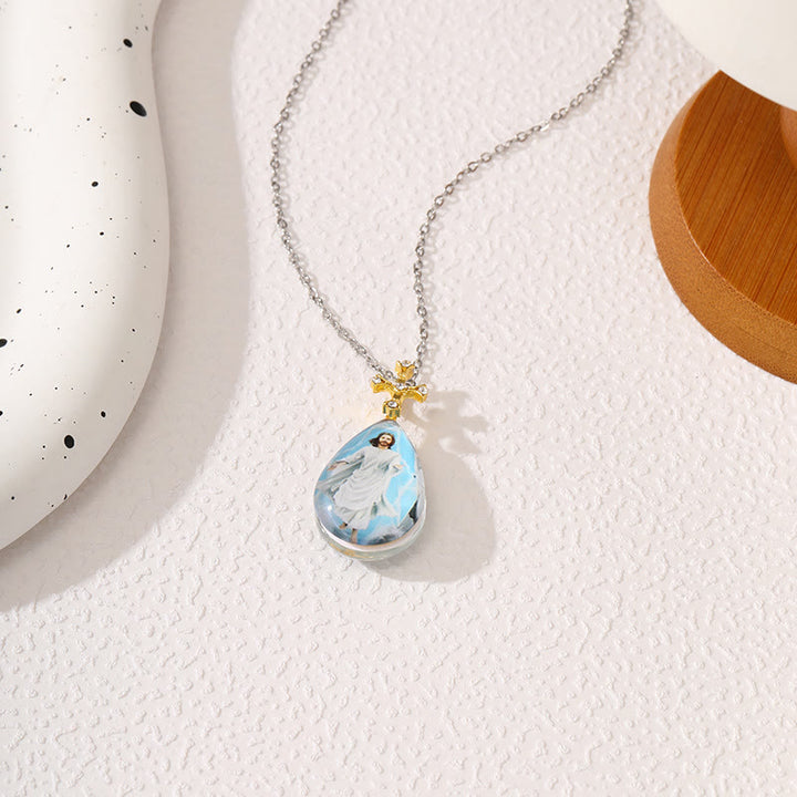 Simple Fashion Style Crystal Jesus Series Pendant Necklace