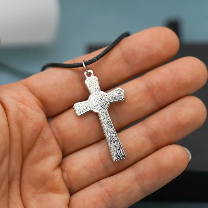 Retro Claasic Style Crucifix with Colorful Gemstone Pendant Necklace