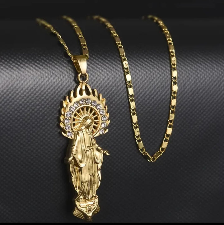Luxury Style Assumption of Virgin Mary Our Lady of Guadalupe Pendant Necklace