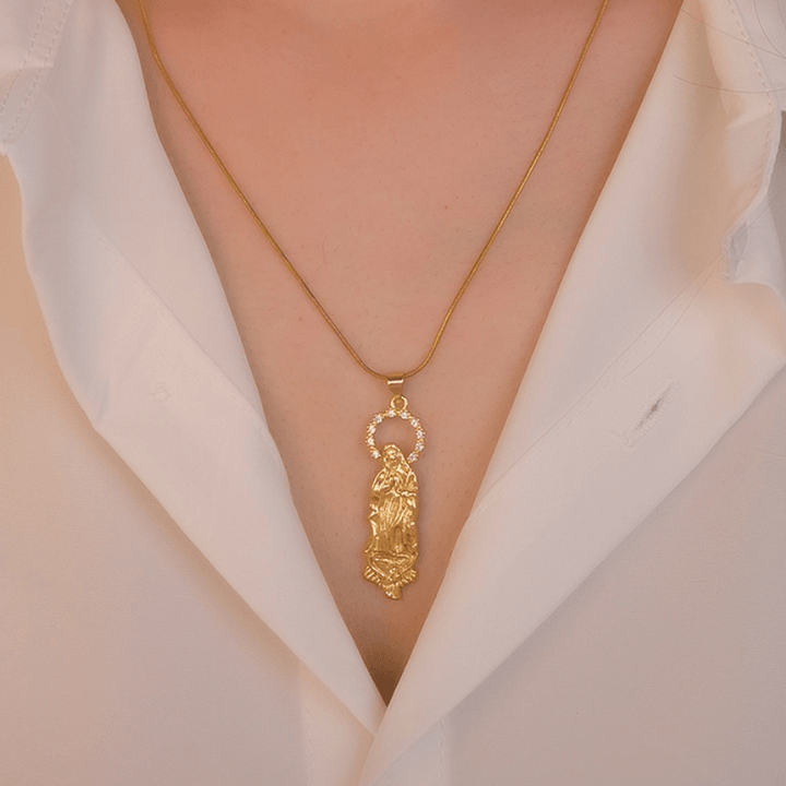Luxury Style Assumption of Virgin Mary Our Lady of Guadalupe Pendant Necklace
