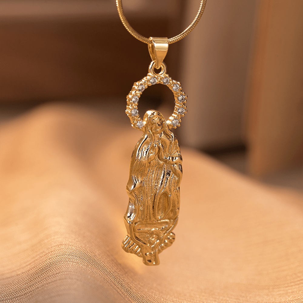 Luxury Style Assumption of Virgin Mary Our Lady of Guadalupe Pendant Necklace