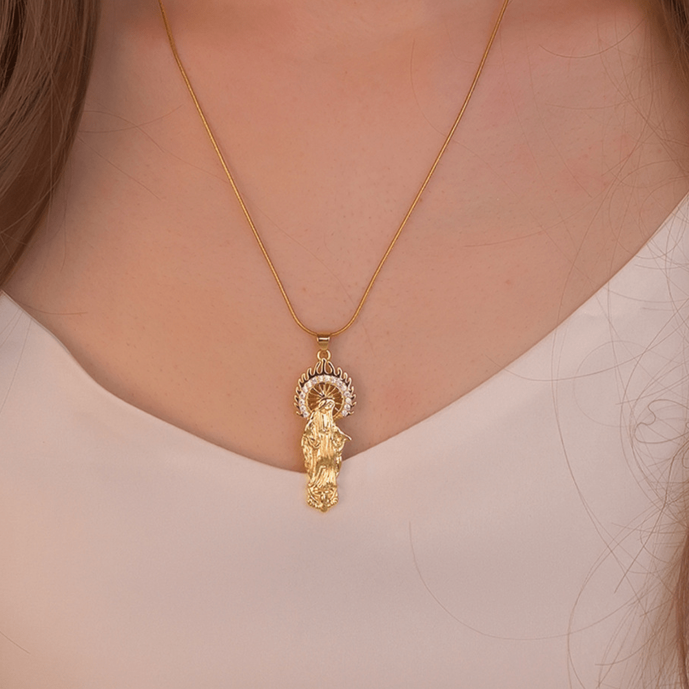 Luxury Style Assumption of Virgin Mary Our Lady of Guadalupe Pendant Necklace