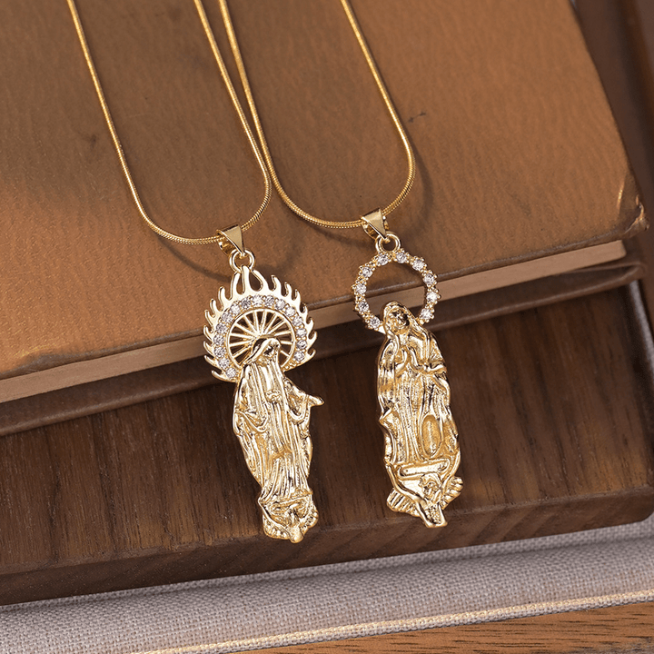 Luxury Style Assumption of Virgin Mary Our Lady of Guadalupe Pendant Necklace