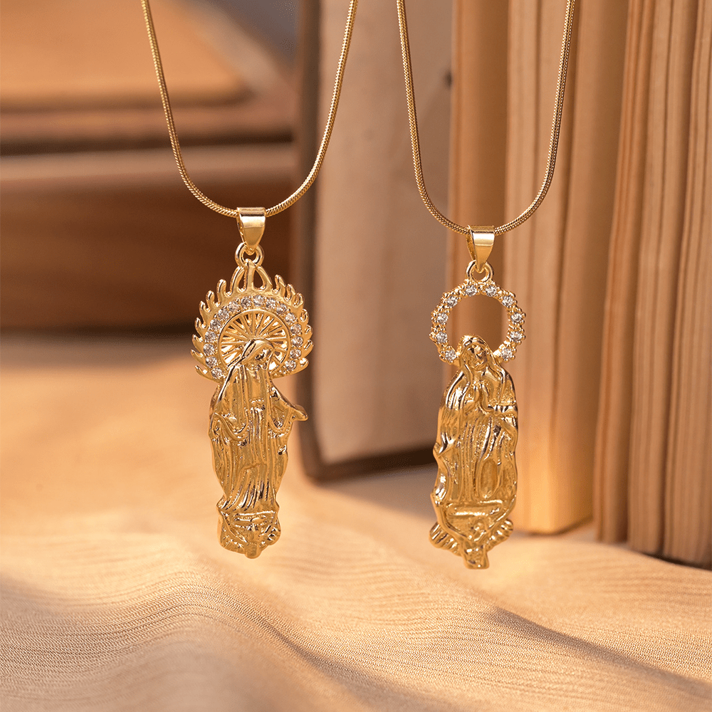 Luxury Style Assumption of Virgin Mary Our Lady of Guadalupe Pendant Necklace
