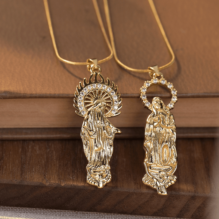 Luxury Style Assumption of Virgin Mary Our Lady of Guadalupe Pendant Necklace