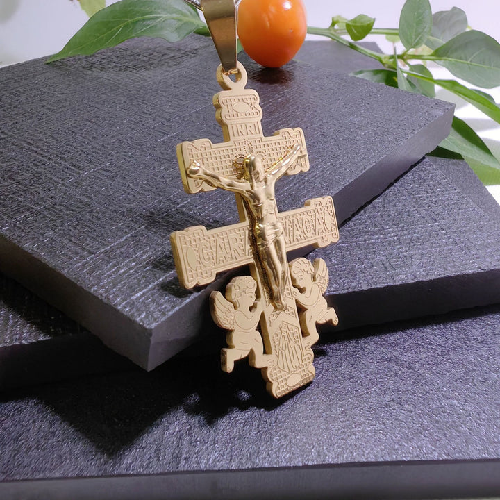 Classic Style Retro Crucifix with Angels Pendant Necklace