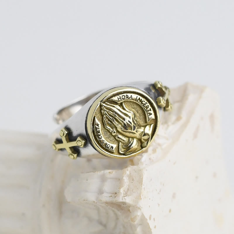 Classic Style Praying Hands Titanium Ring