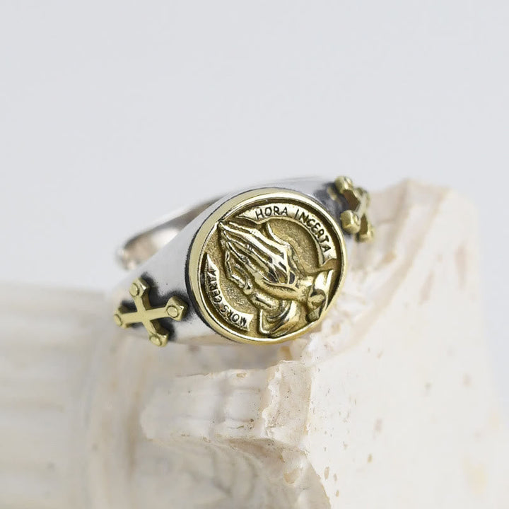 Classic Style Praying Hands Titanium Ring