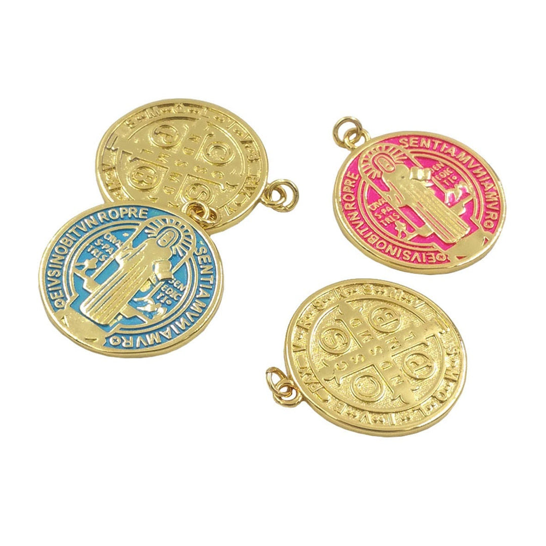 Refined Style St. Benedict Gold Plated Brass Pendant Necklace