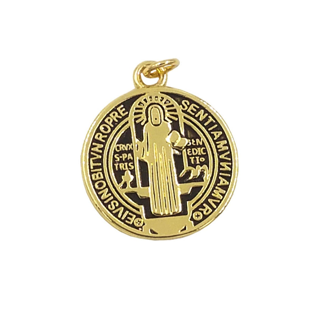 Refined Style St. Benedict Gold Plated Brass Pendant Necklace