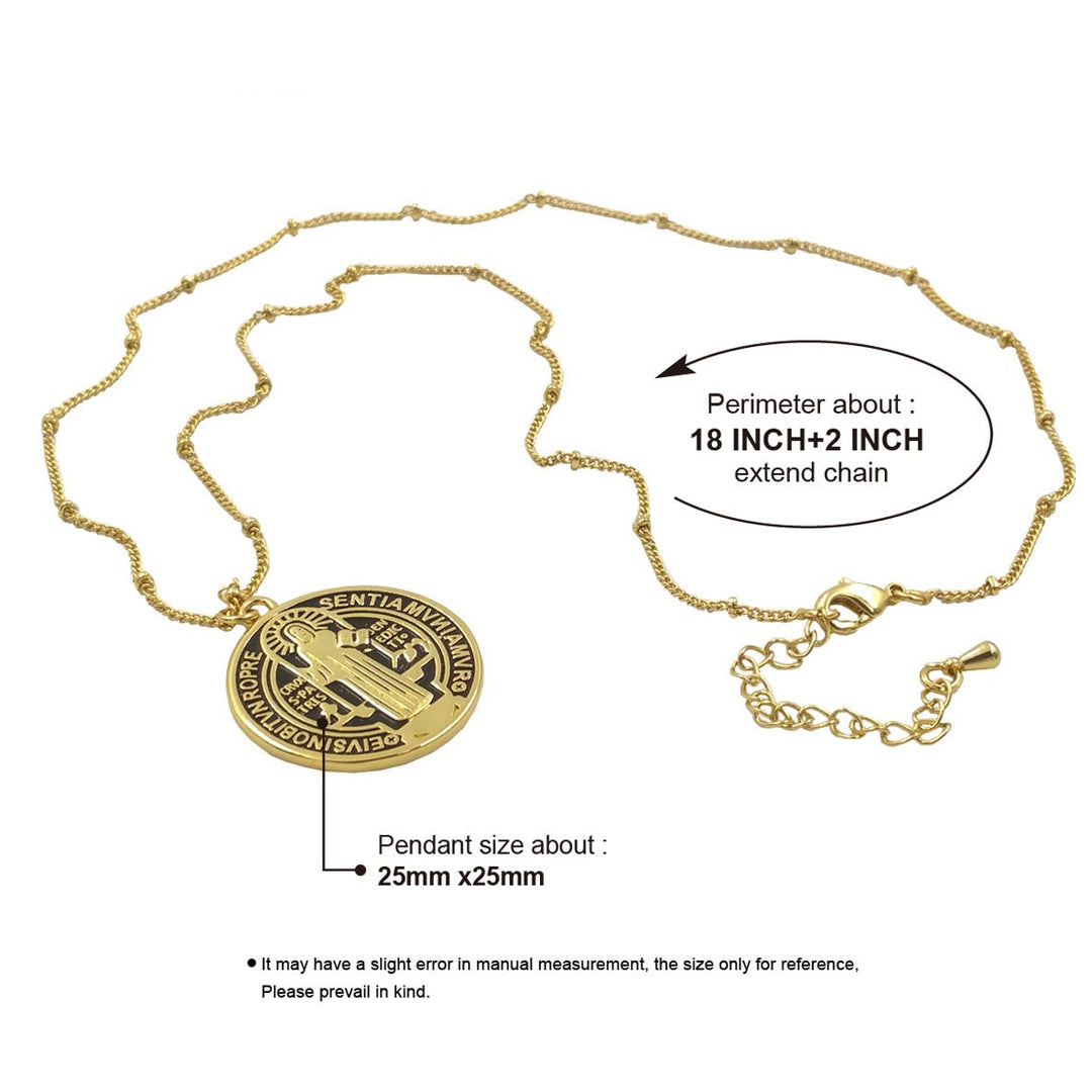 Refined Style St. Benedict Gold Plated Brass Pendant Necklace