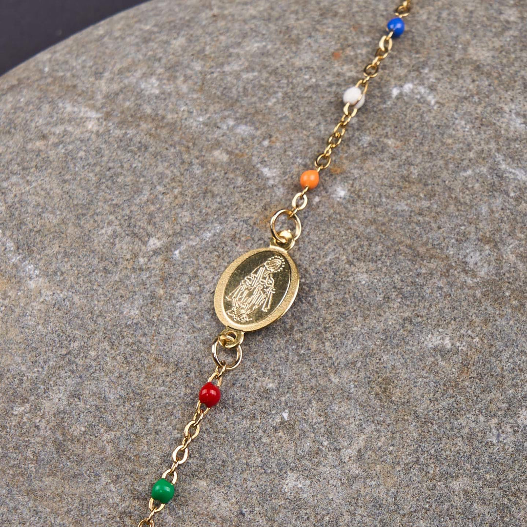 Fresh Elegant Style Colorful Clavicle Chain Necklace with Cross & 5 Medals Options