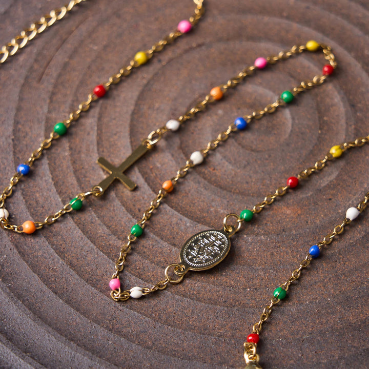 Fresh Elegant Style Colorful Clavicle Chain Necklace with Cross & 5 Medals Options