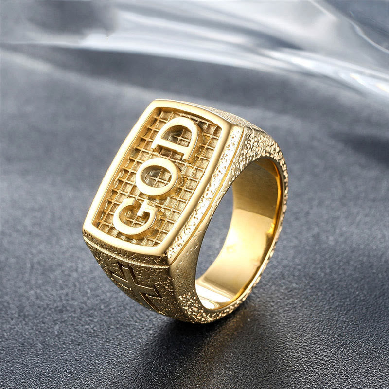 Retro Heavy Style GOD Divine Devotion Pattern Alloy Ring(3 color)