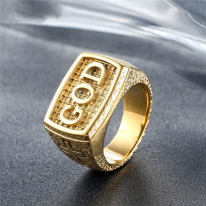 Retro Heavy Style GOD Divine Devotion Pattern Alloy Ring(3 color)