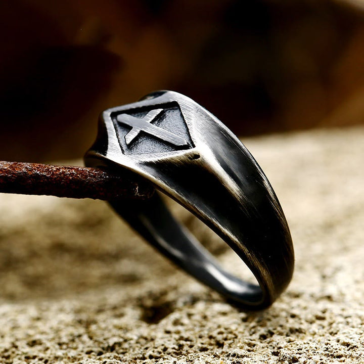Retro Style Vintage Cross Titanium Steel Ring