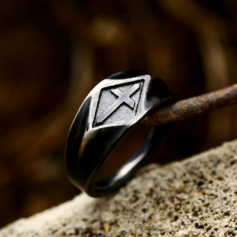 Retro Style Vintage Cross Titanium Steel Ring