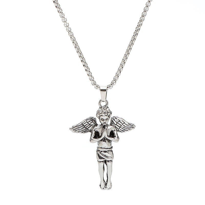 Retro Hip-hop Style Short Wings Angel Alloy Pendant Necklace