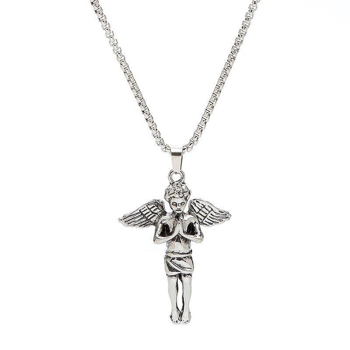 Retro Hip-hop Style Short Wings Angel Alloy Pendant Necklace