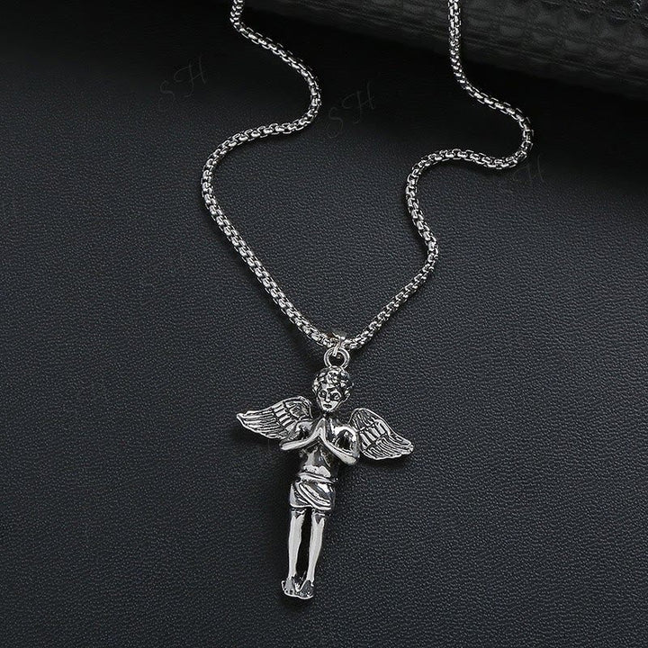 Retro Hip-hop Style Short Wings Angel Alloy Pendant Necklace