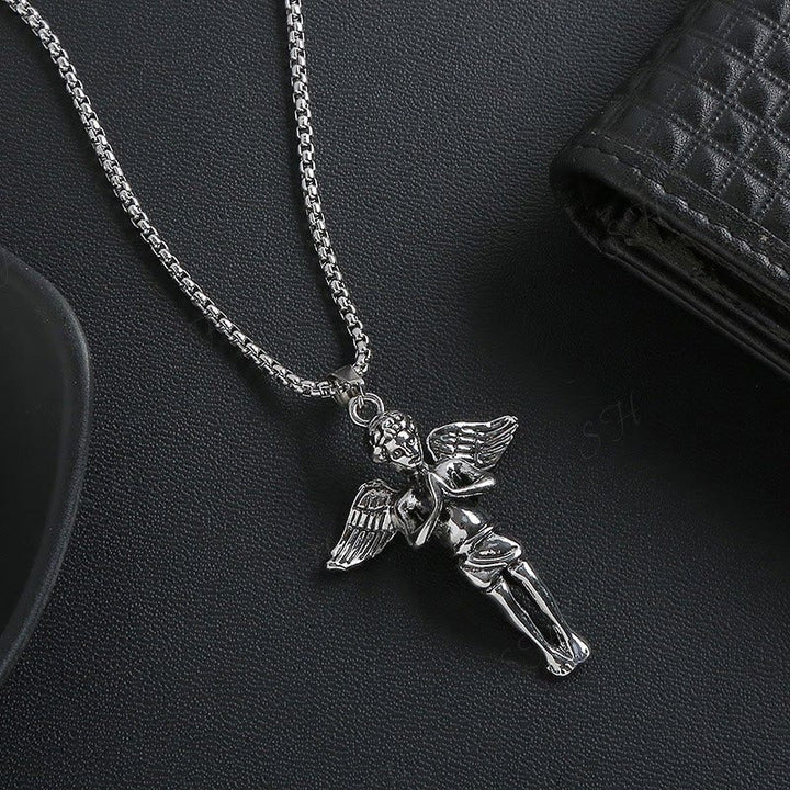 Retro Hip-hop Style Short Wings Angel Alloy Pendant Necklace