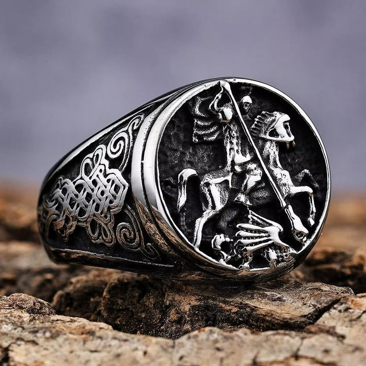 Classic Retro Style St. George Dargon Figurine Alloy Ring