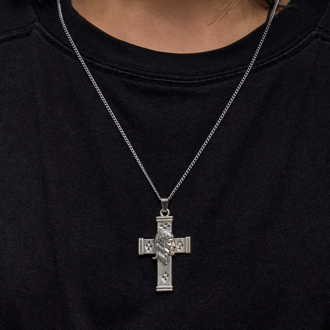Retro Style Jesus Icon Cross Protection Pendant Necklace