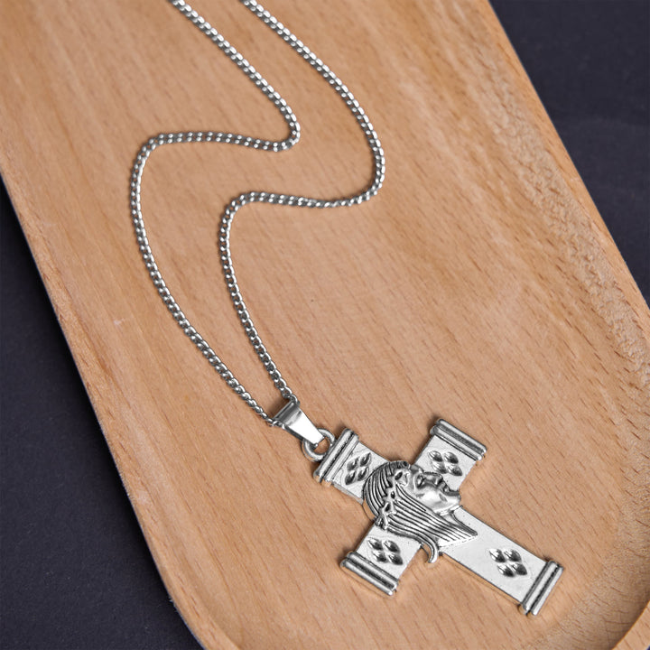 Retro Style Jesus Icon Cross Protection Pendant Necklace