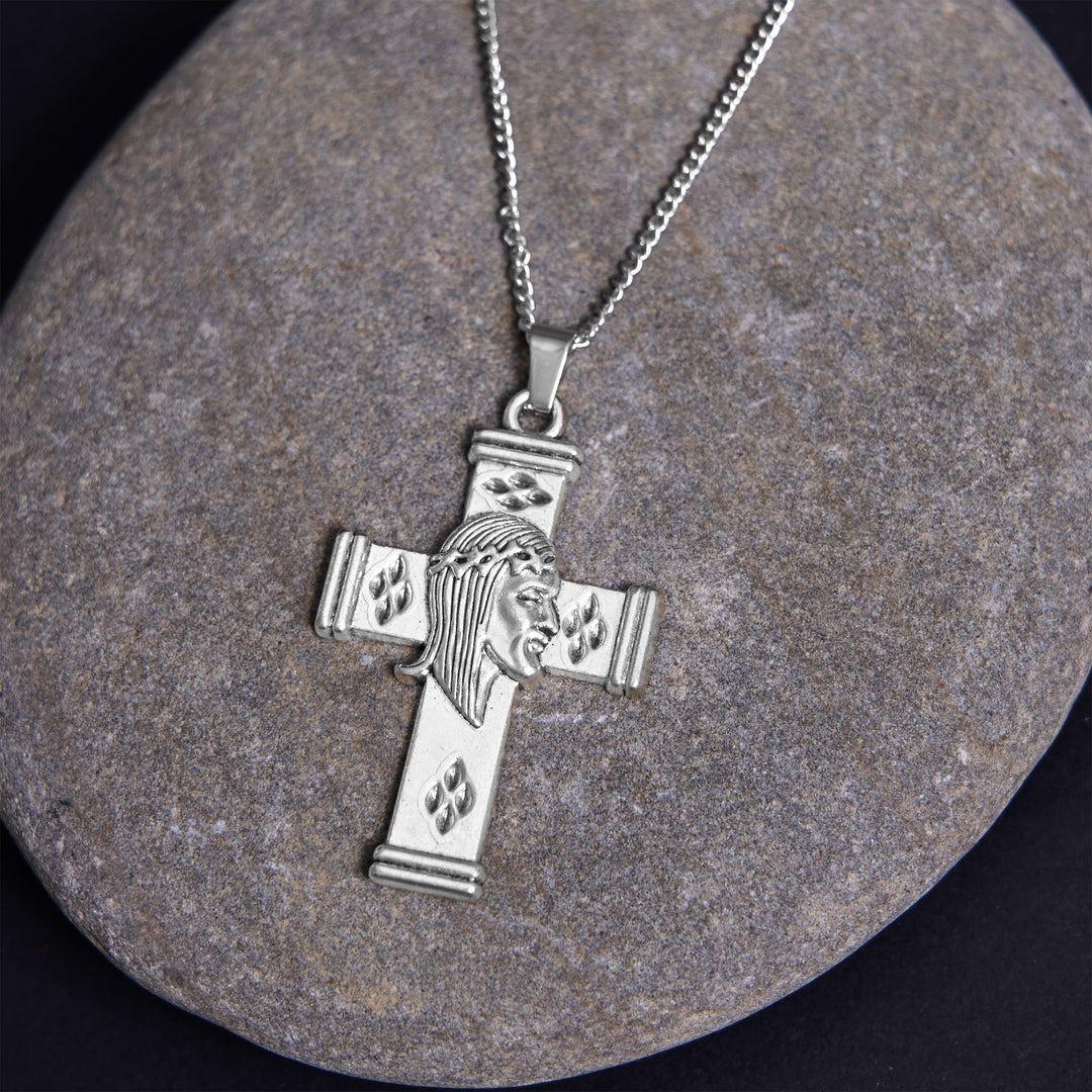 Retro Style Jesus Icon Cross Protection Pendant Necklace