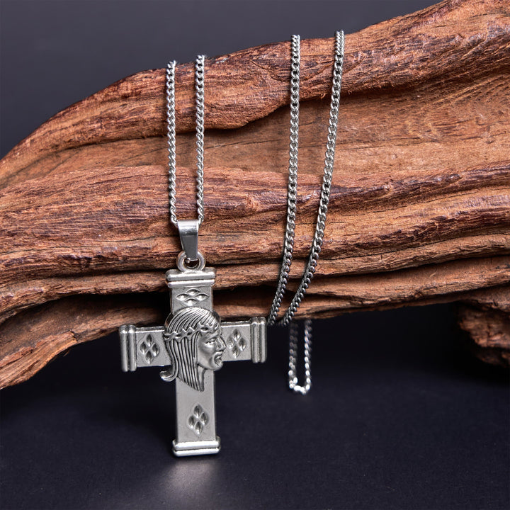 Retro Style Jesus Icon Cross Protection Pendant Necklace
