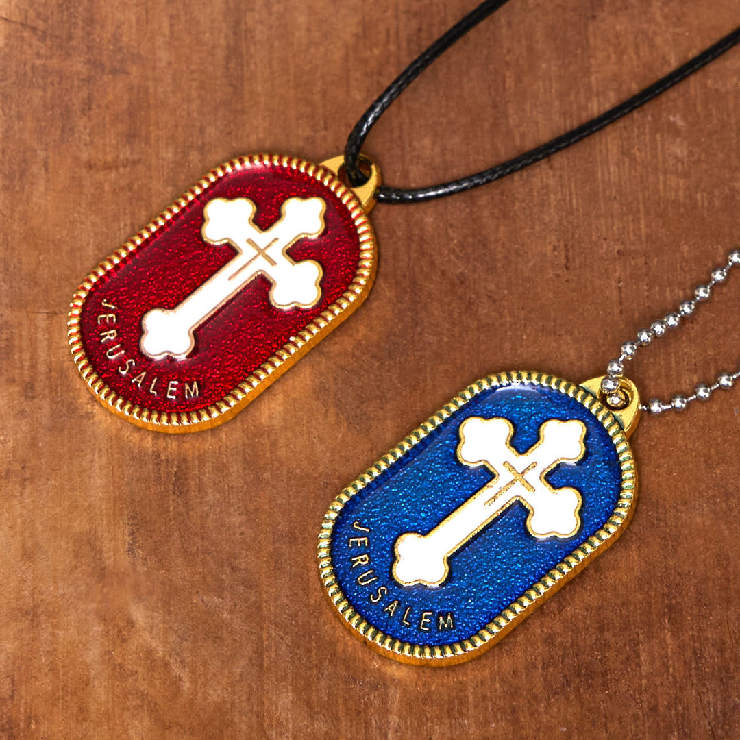 Modern Design Style Jerusalem Cross Protection Shield Pendant Necklace