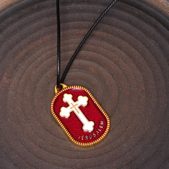 Modern Design Style Jerusalem Cross Protection Shield Pendant Necklace