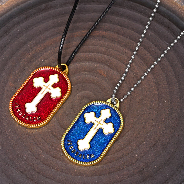 Modern Design Style Jerusalem Cross Protection Shield Pendant Necklace