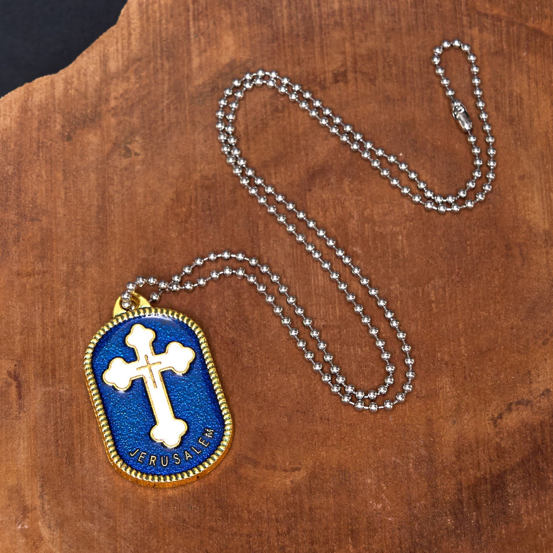 Modern Design Style Jerusalem Cross Protection Shield Pendant Necklace