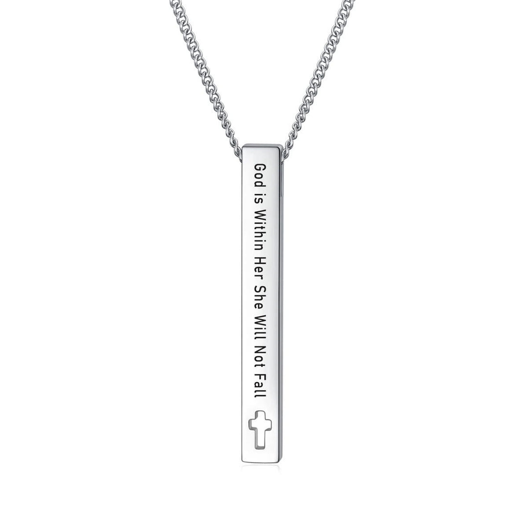 Minimalist Design Style Bible Verse Strength Faith Inspiration Pendant Necklace (8 Verses)