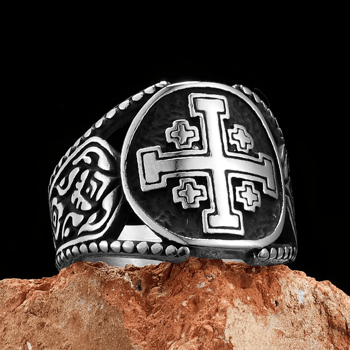 Classic Style Old Craft Jerusalem Cross Symbol Alloy Ring