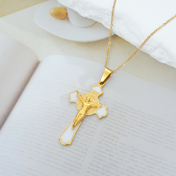 Modern Classic Style Multicolor Crucifix St. Benedict Medal Protection Pendant Necklace(8 colors)