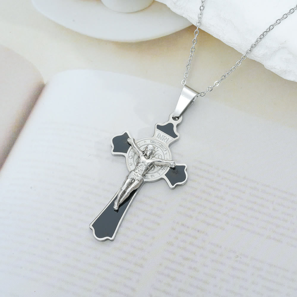 Modern Classic Style Multicolor Crucifix St. Benedict Medal Protection Pendant Necklace(8 colors)