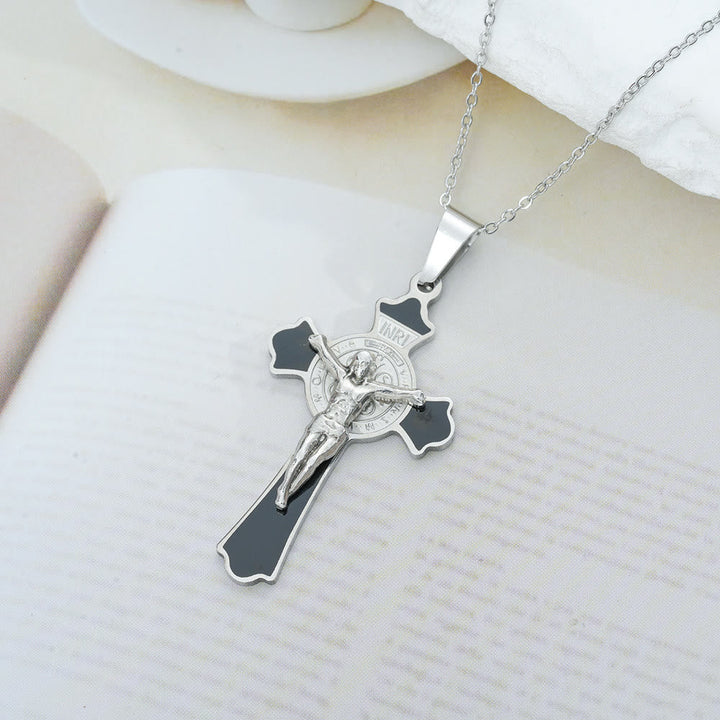 Modern Classic Style Multicolor Crucifix St. Benedict Medal Protection Pendant Necklace(8 colors)