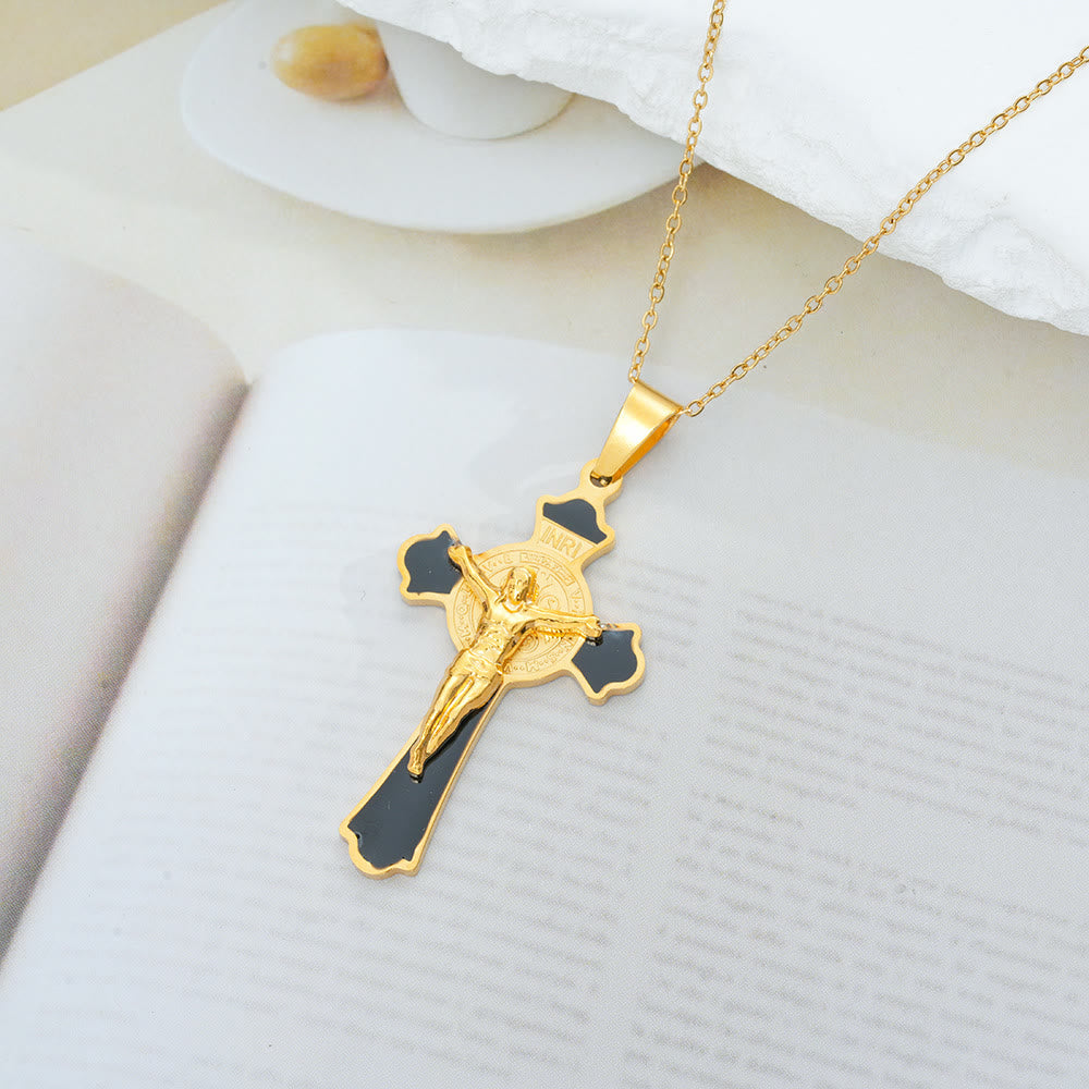 Modern Classic Style Multicolor Crucifix St. Benedict Medal Protection Pendant Necklace(8 colors)