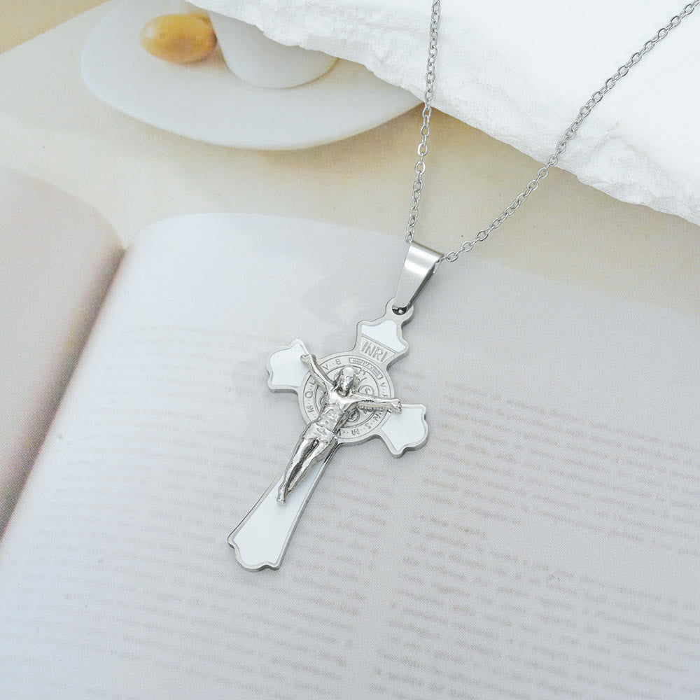 Modern Classic Style Multicolor Crucifix St. Benedict Medal Protection Pendant Necklace(8 colors)