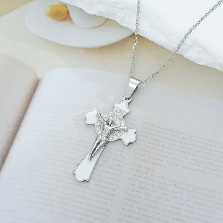 Modern Classic Style Multicolor Crucifix St. Benedict Medal Protection Pendant Necklace(8 colors)
