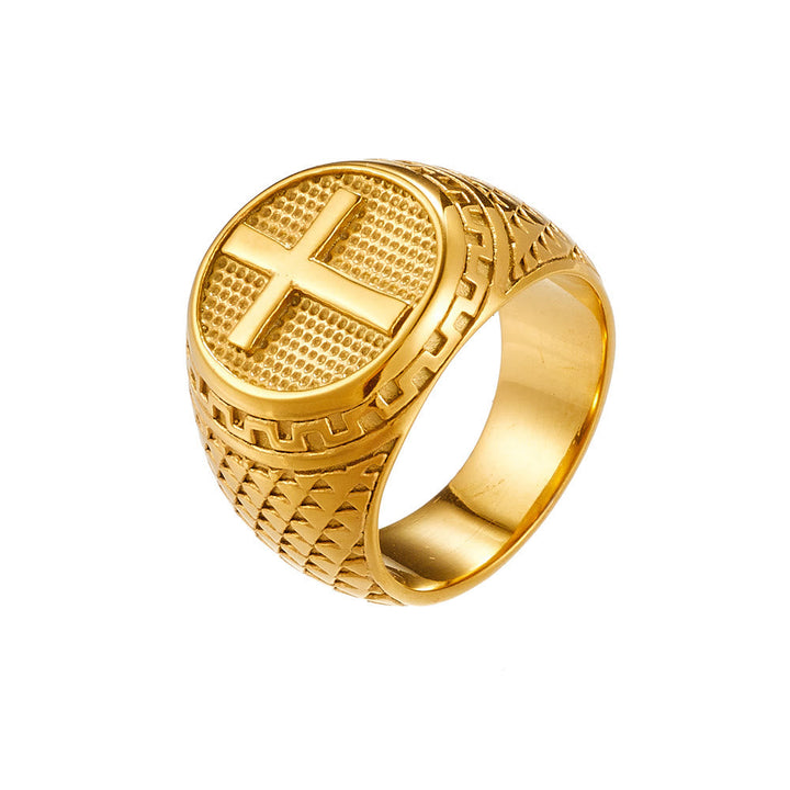 Crafted Classic Style Cross Sacred Protection Stainless Steel Ring