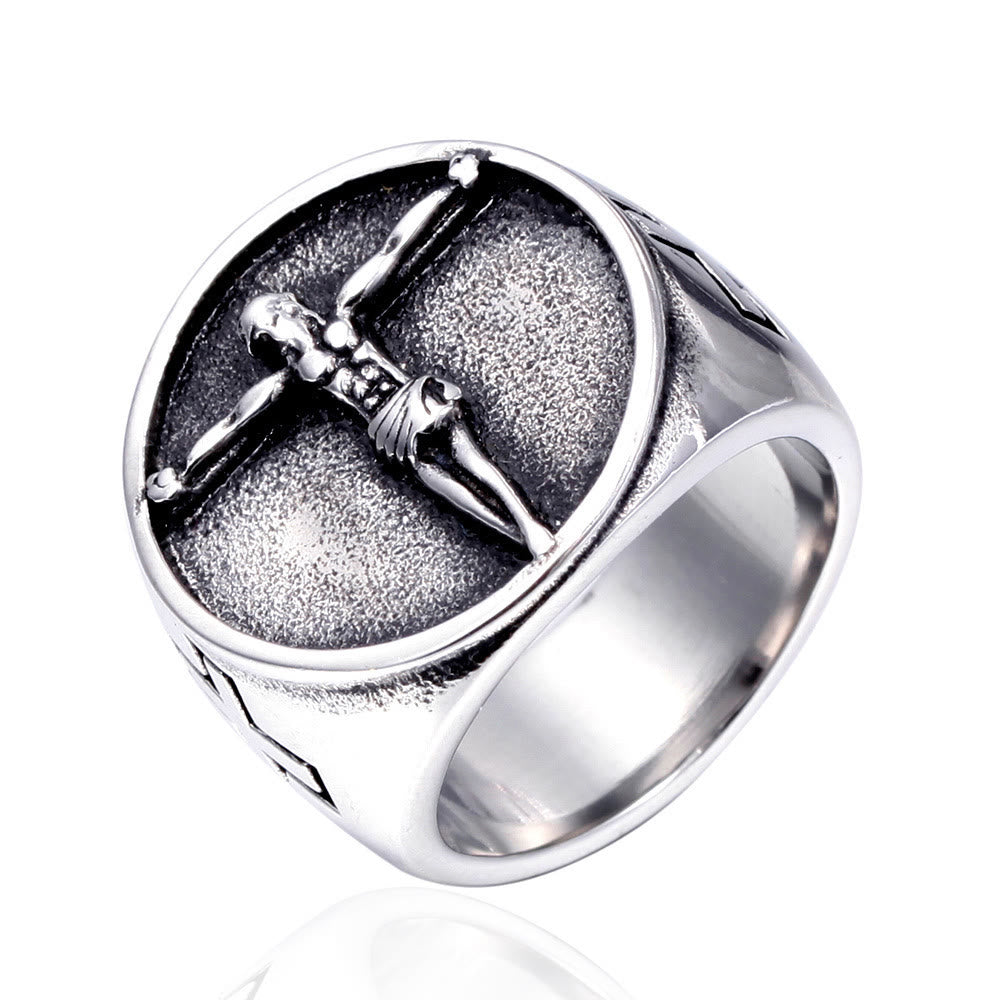Classic Retro Style Jesus Cross Crucifix Symbol Blessed Faith Ring